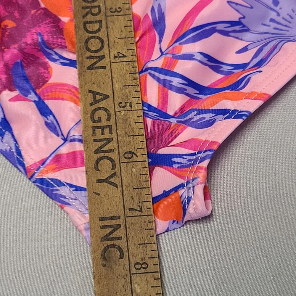 Sol Borne Swim Bikini Bottom Girls Size 6/6X Pink Purple Floral‎ Tropical Briefs